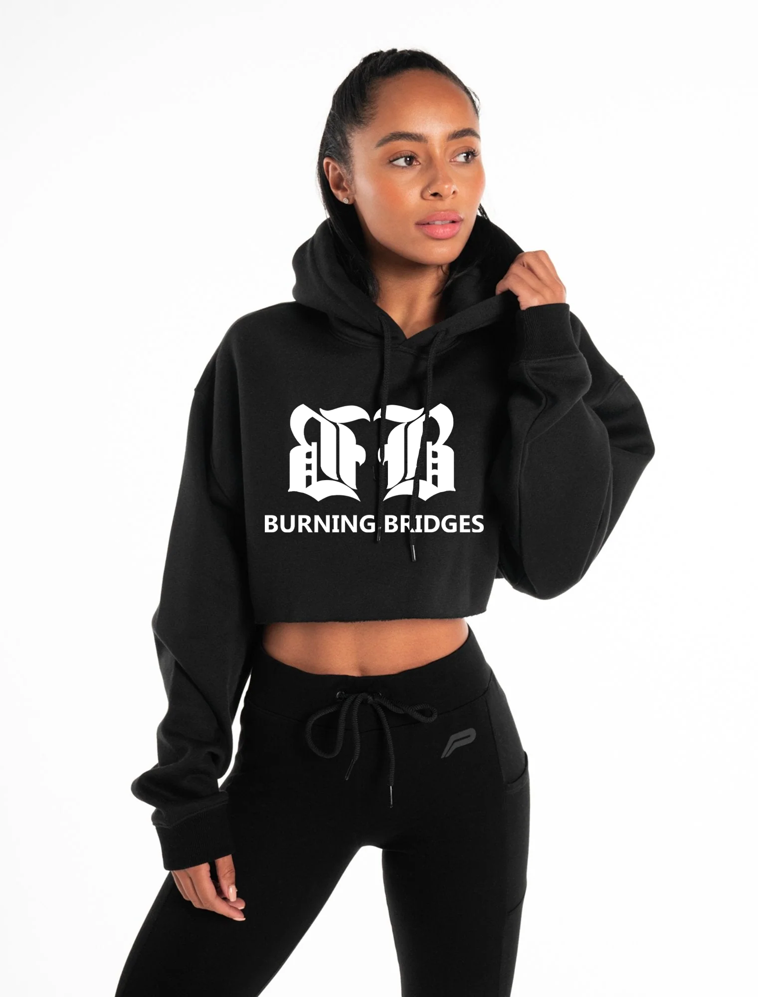 BURNING BRIDE$ Female Crop Hoodie